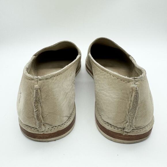 FRYE Milly A Line Nubuck Leather Slip On Loafer Flats Cream Distress Size 6.5 - Picture 7 of 10